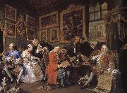 Group painting fashionable marriage marriage, William Hogarth